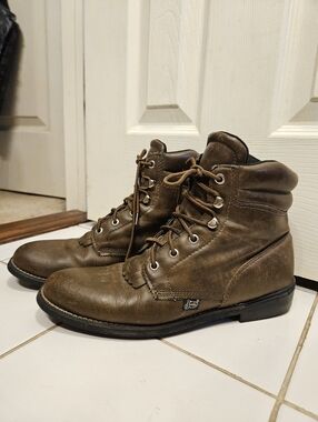 Justin basics rodeo rancher brown leather boots womens size 9